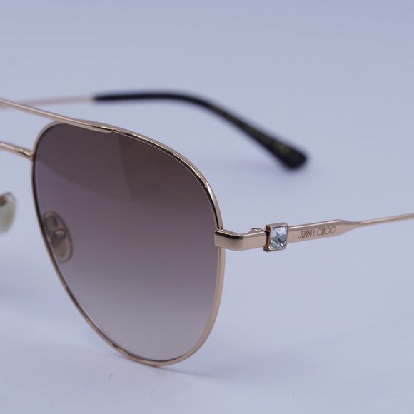 Jimmy Choo OLLY/S 0DDB HA Sunglasses Gold Aviator Frame, Brown Lenses - Picture 2 of 10